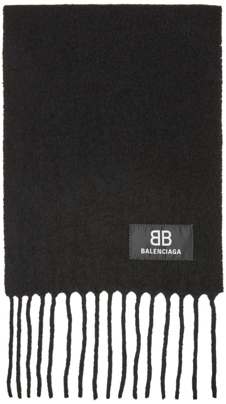 

Черный шарф из букле с бахромой Balenciaga
