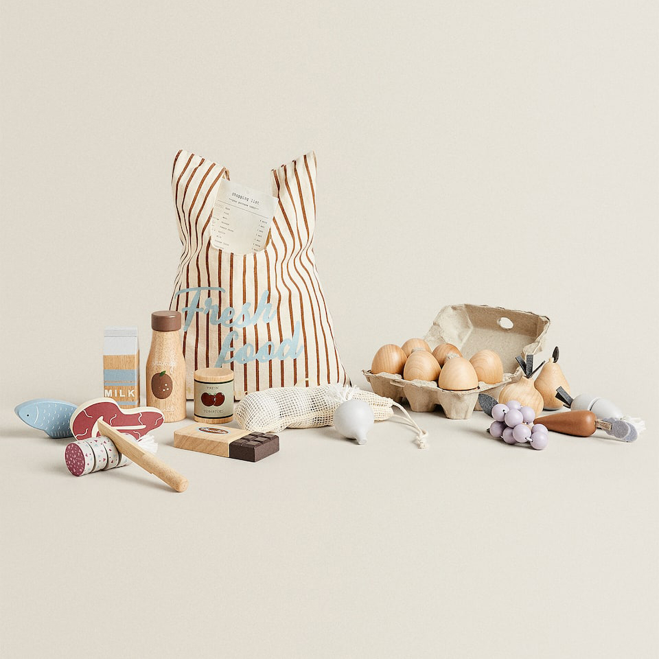 Набор игрушечных продуктов Zara Home Groceries set, 14 предметов, мультиколор набор продуктов фрукты и овощи в корзине 8 предметов микс