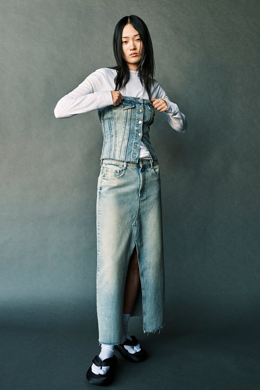 

Топ из денима trf ZARA, синий