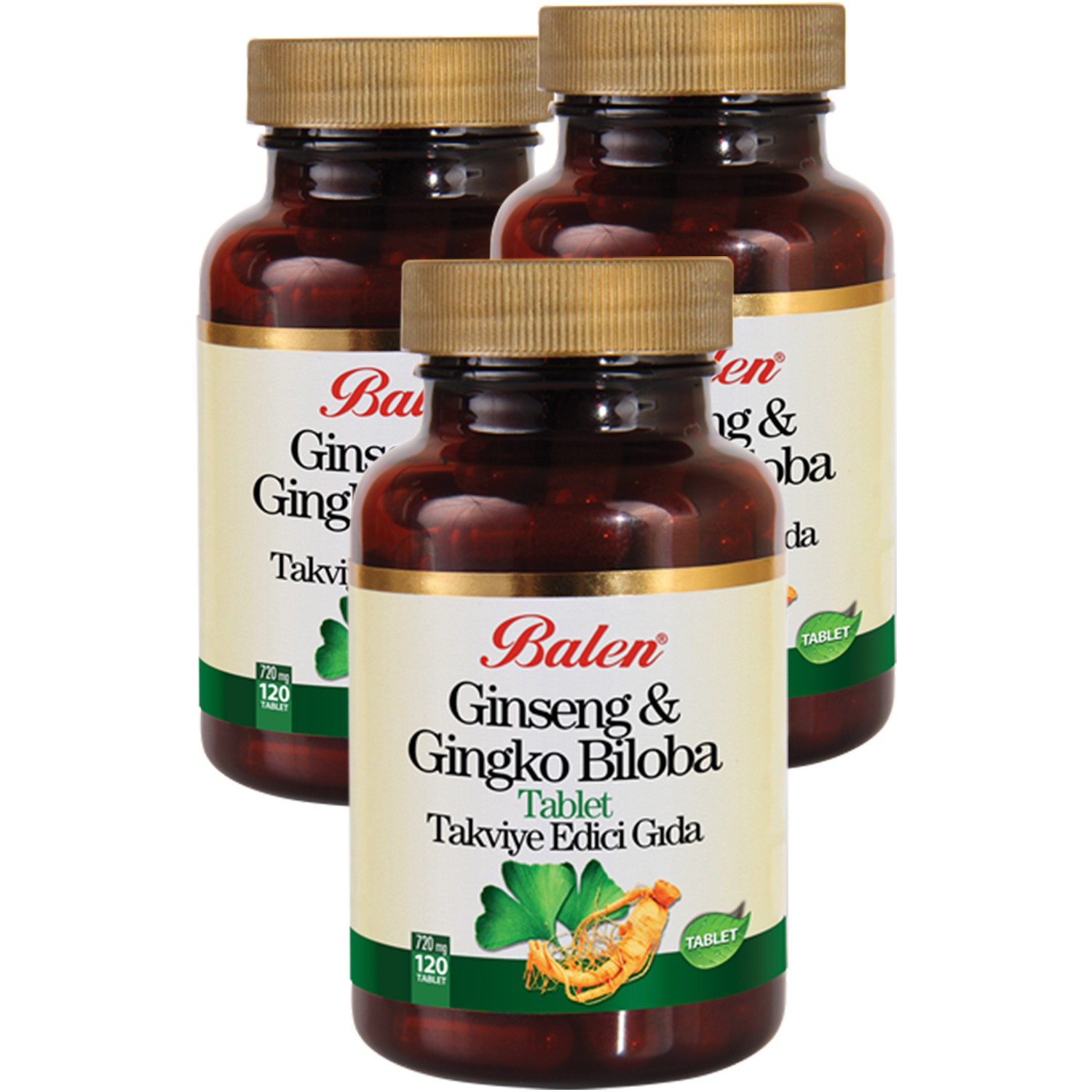 цена Активная добавка Balen Ginseng & Ginkgo Biloba Tablet Supplement Food, 3 штуки