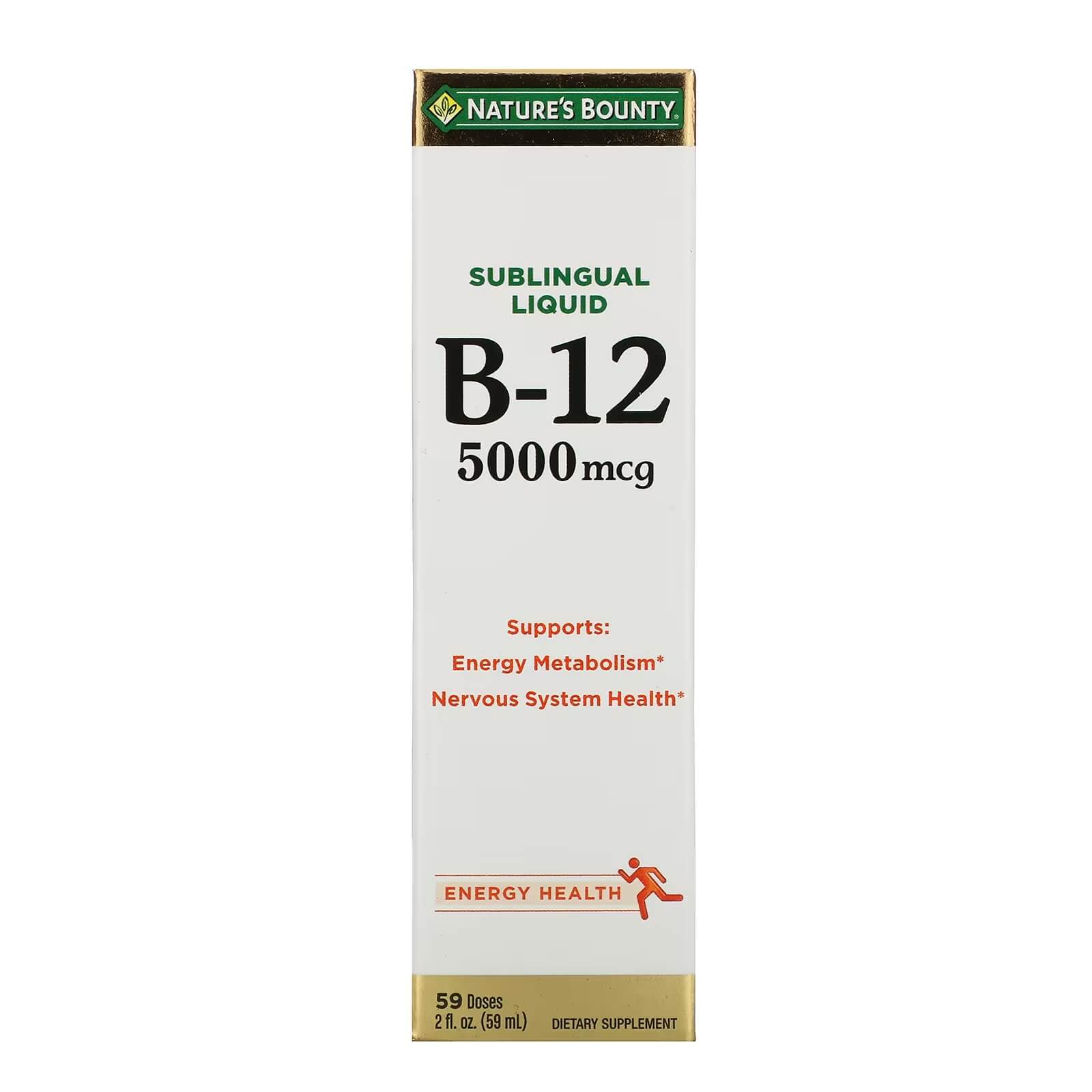 Жидкий витамин B12 5000 мкг Nature's Bounty, 59 мл bluebonnet nutrition жидкий метилкобаламин витамин b12 натуральный вкус малины 5000 мкг 2 жидких унции 59 мл