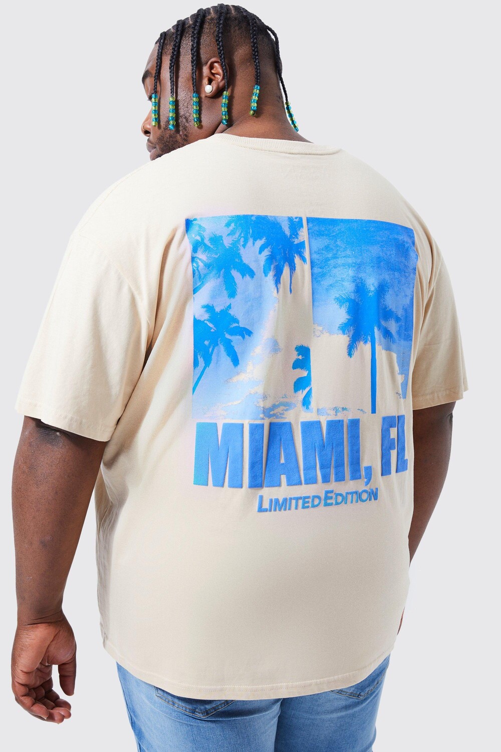 

Футболка miami plus оверсайз с принтом Boohoo, песочный