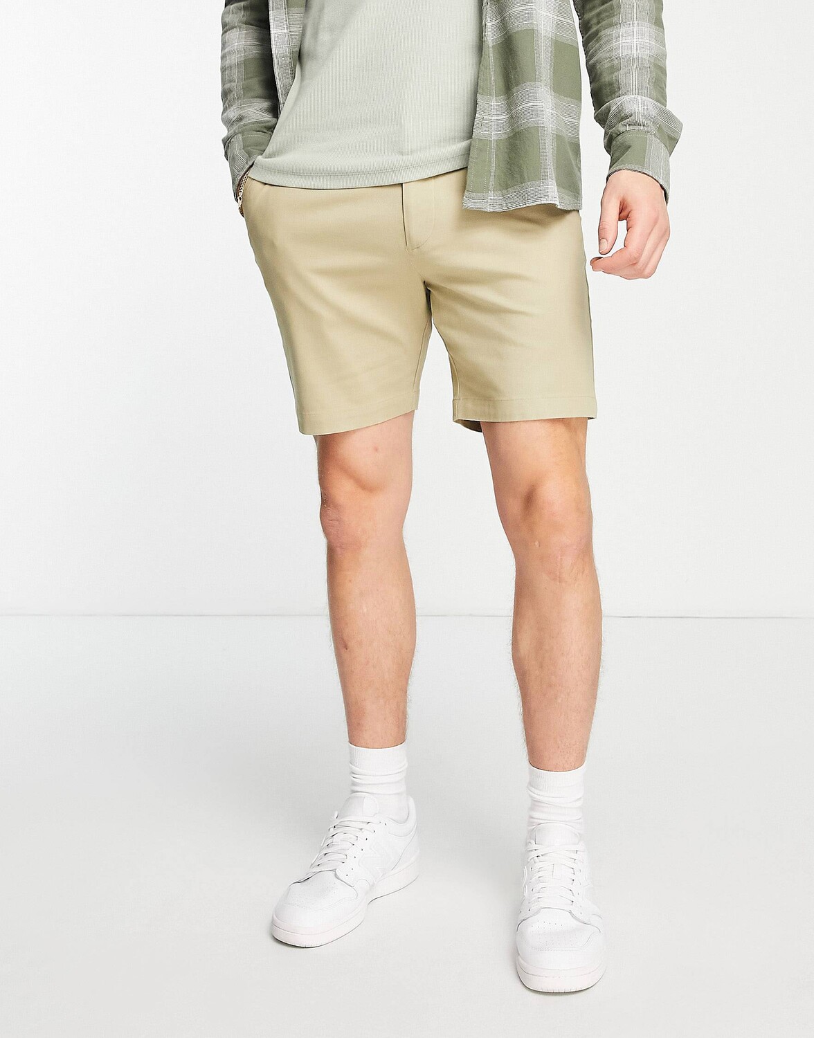 

Бежевые шорты-чинос скинни ASOS DESIGN