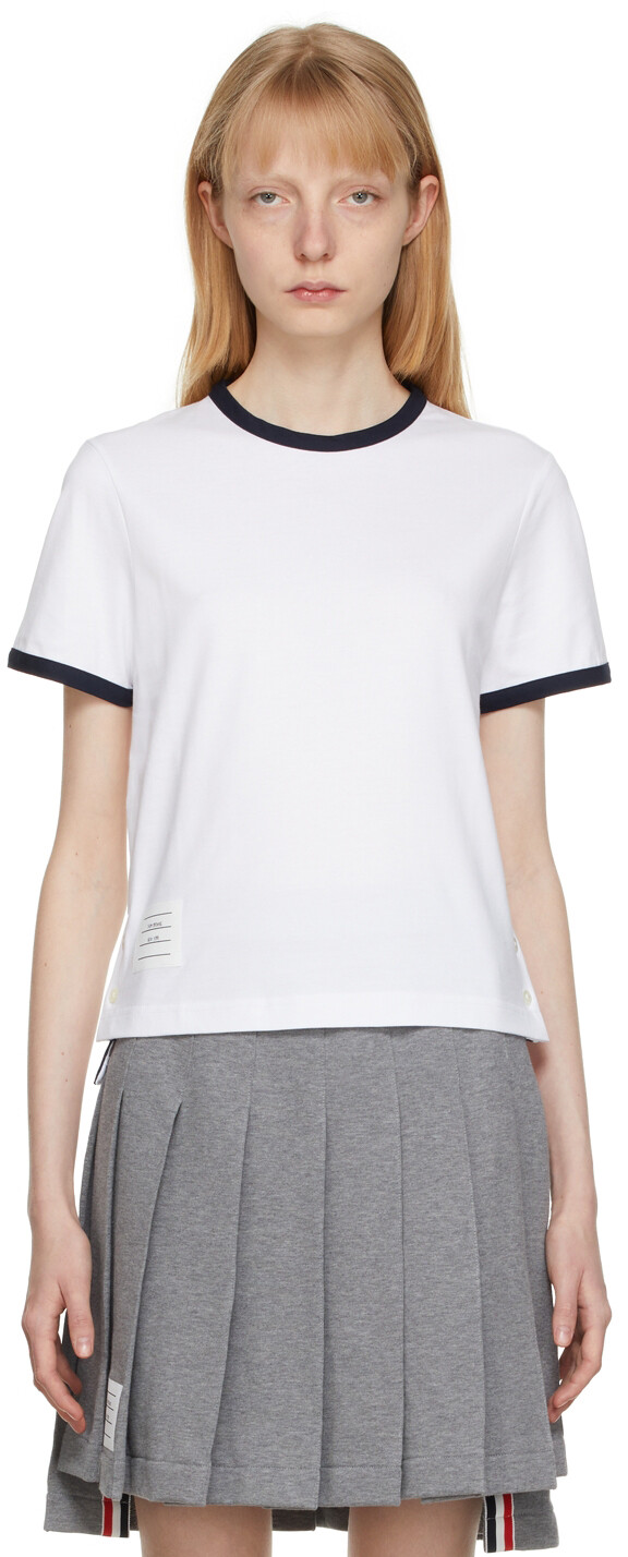 

Белая футболка средней плотности Ringer Thom Browne