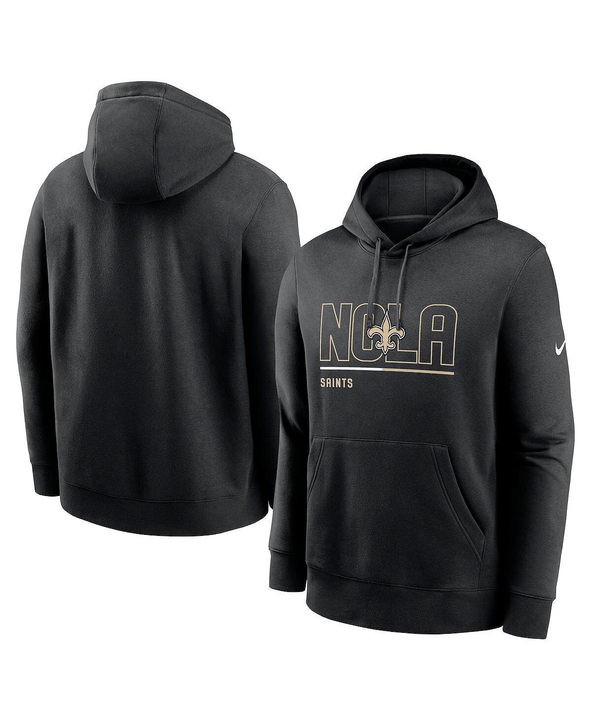 

Мужская черная флисовая толстовка с капюшоном new orleans saints city code club Nike, черный