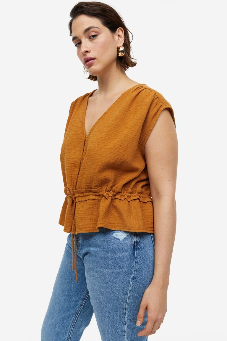 

Блузка из жатого хлопка H&M, светло-коричневый