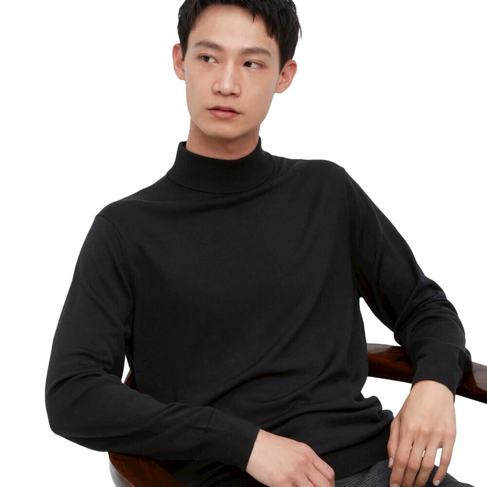 

Джемпер с воротником-стойкой Uniqlo Fine Merino, черный