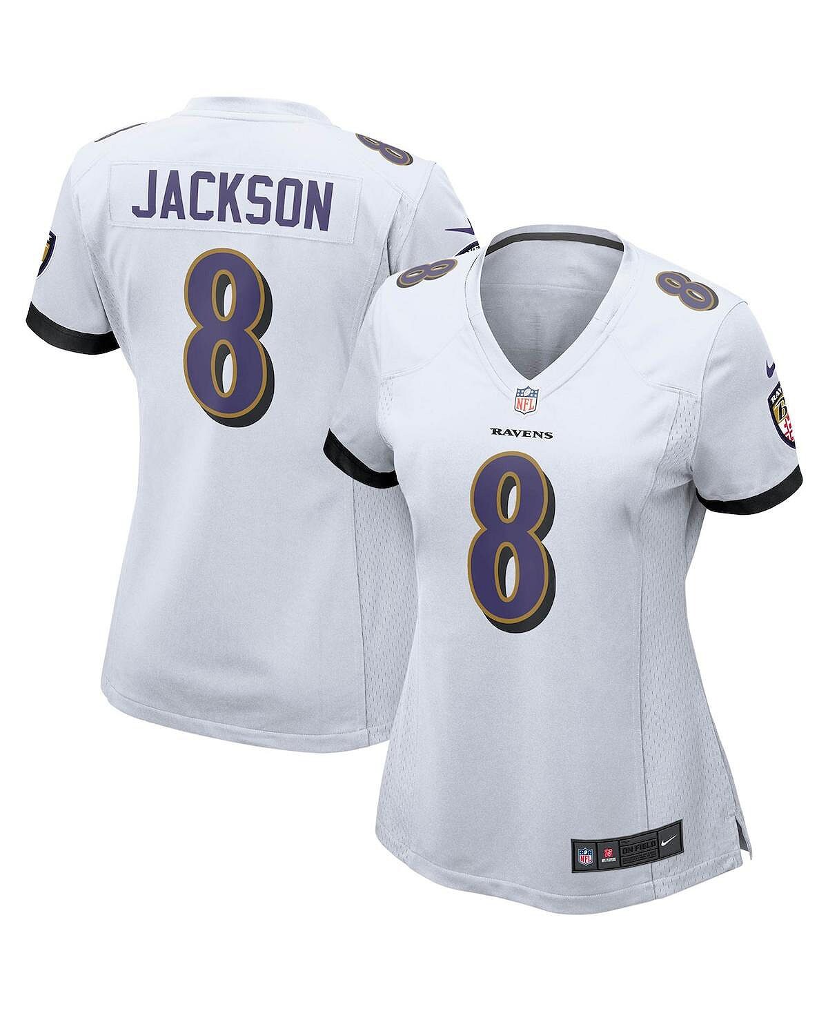

Женская белая игровая майка Lamar Jackson Baltimore Ravens Nike, белый