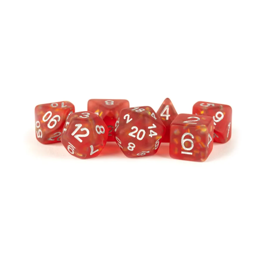 

Полиэфирный комплект Красный с белым (7), Resin Dice - Icy Opal
