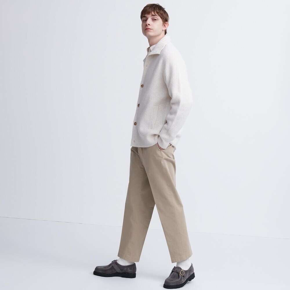 

Брюки Uniqlo эластичные хлопковые повседневные, бежевый