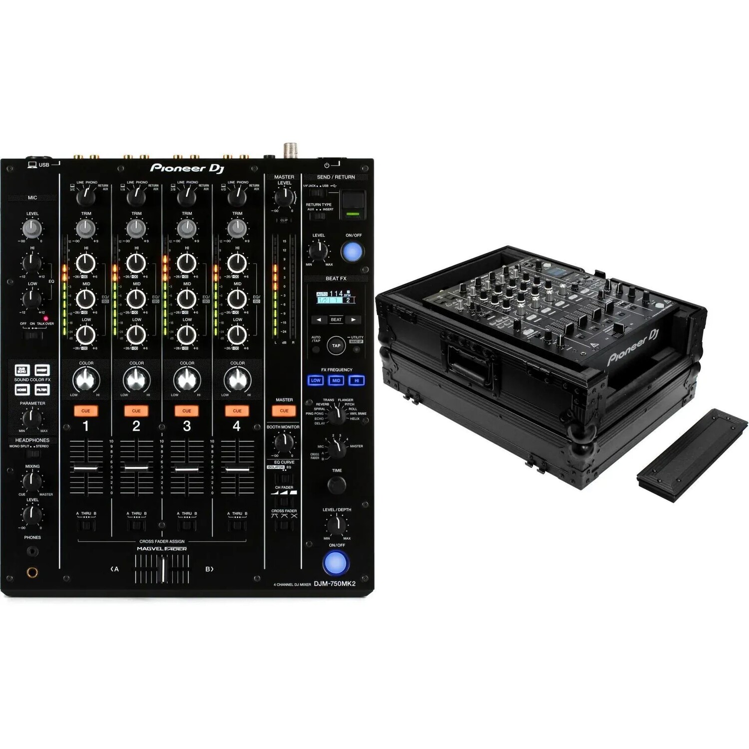

Pioneer DJ DJM-750MK2 4-канальный DJ-микшер с жестким футляром Odyssey — черный