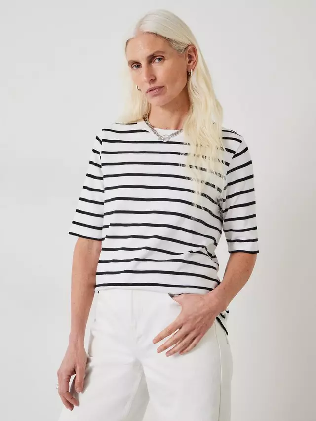 

Футболка HUSH Sora Relaxed Stripe Cotton, цвет white/black