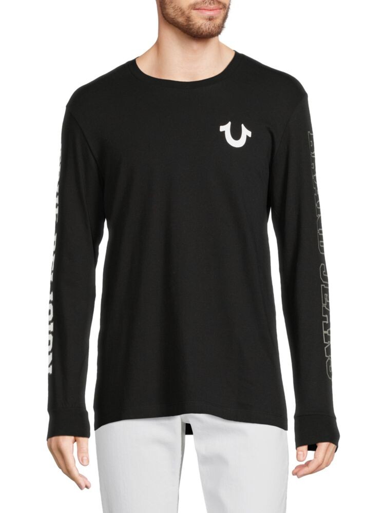 

Футболка с длинными рукавами и логотипом True Religion, цвет Jet Black