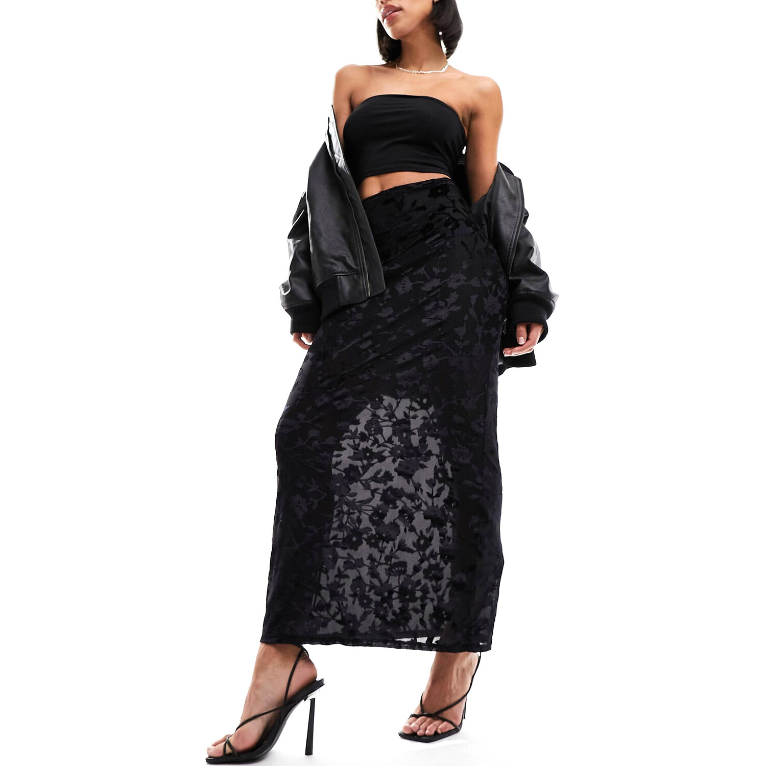

Юбка Miss Selfridge Burnout Mid Rise Maxi, черный
