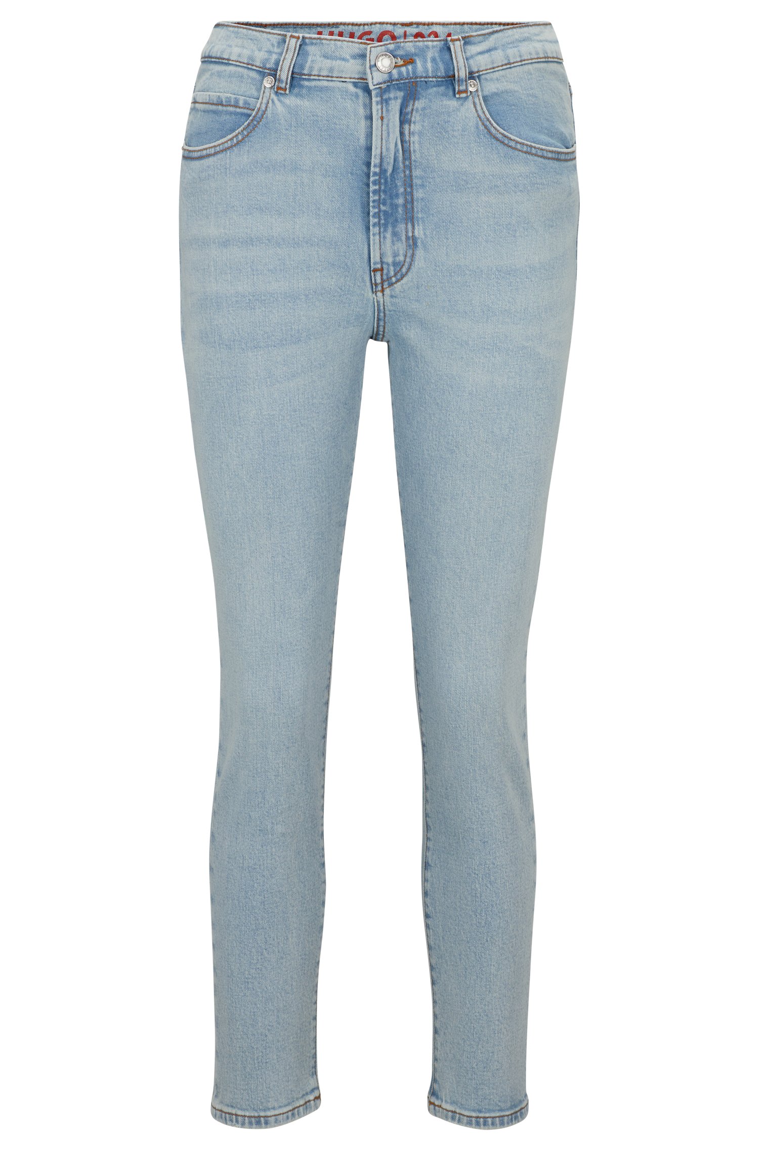 Джинсы Hugo Boss Slim-fit Jeans In Vintage-wash Stretch Denim, голубой джинсы широкого кроя hugo blue средне синего цвета с выгоревшим узором