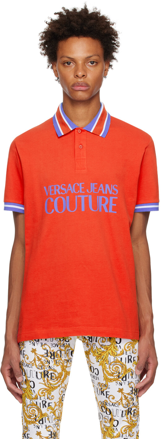 

Красная футболка-поло с принтом Versace Jeans Couture, Красный