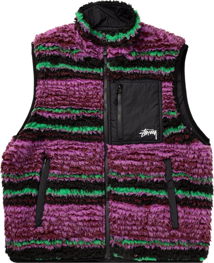 Жилет Stussy Striped Sherpa Vest 'Grape', фиолетовый