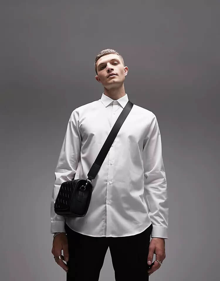 

Рубашка Topman Long Sleeve Sateen, белый