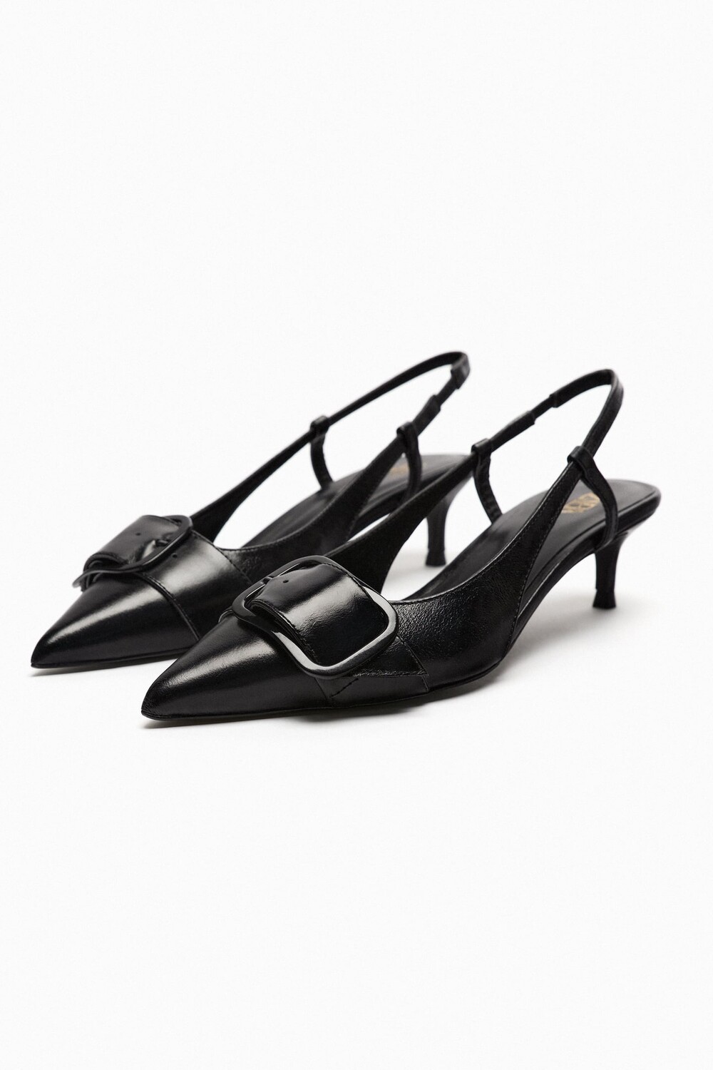 

Кожаные туфли из кожи ZARA, черный