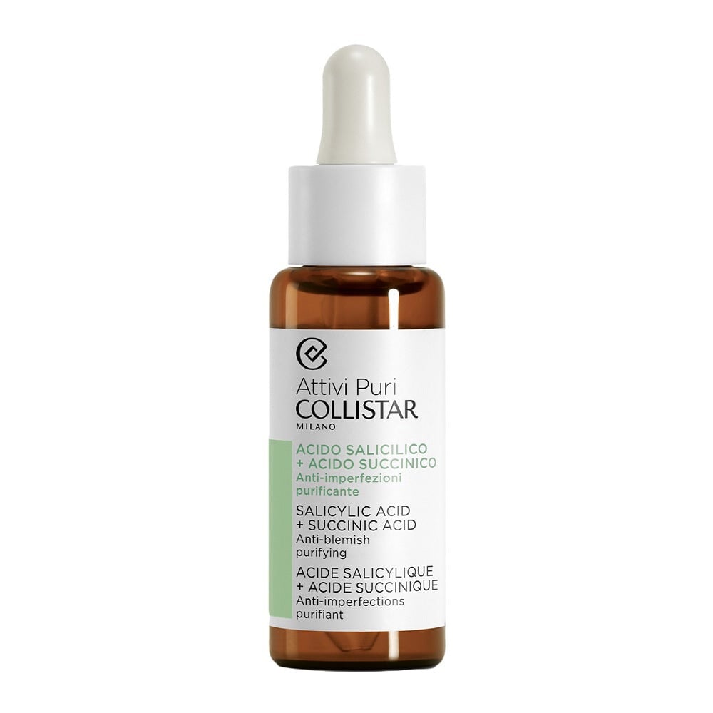 

Collistar Attivi Puri Salicylic Acid + Succinic Acid Anti-Blemish Очищающая сыворотка для лица, уменьшающая несовершенства с салициловой кислотой 30мл