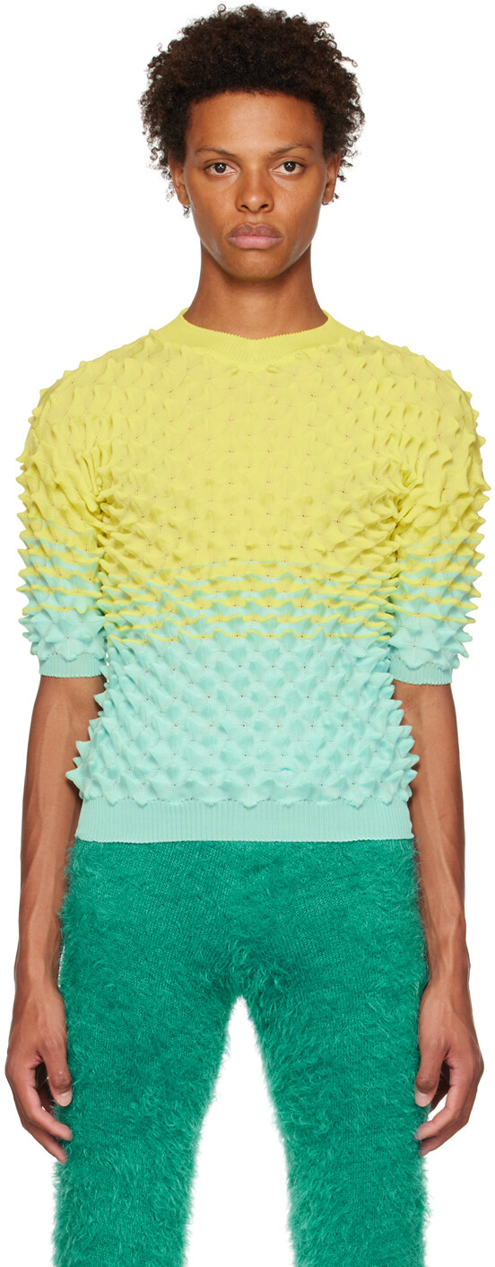 

SSENSE Эксклюзивный желтый и синий свитер Sunshine Gradient Sweater Chet Lo