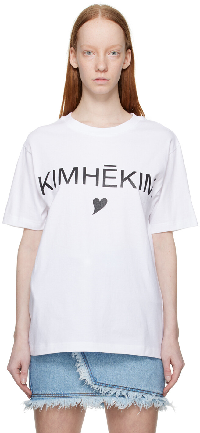 

Белая футболка с сердечками KIMHĒKIM, Белый