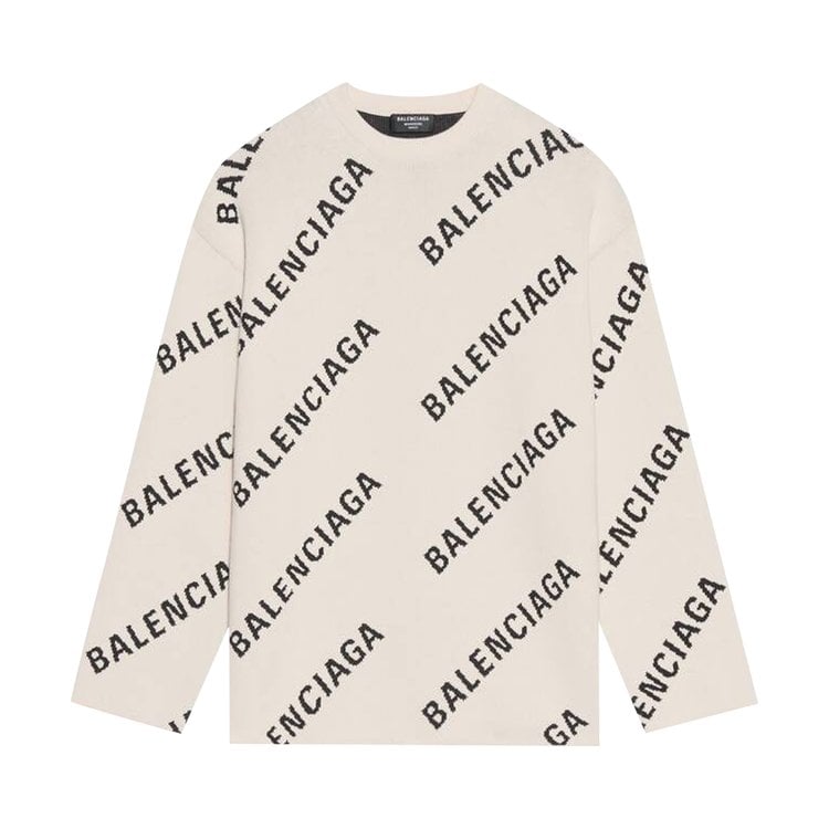 Толстовка Balenciaga Crewneck 'Chalky White/Black', белый - фото