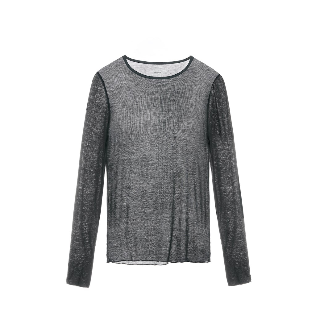 

Футболка OYSHO Extra-fine Long-sleeved, черный
