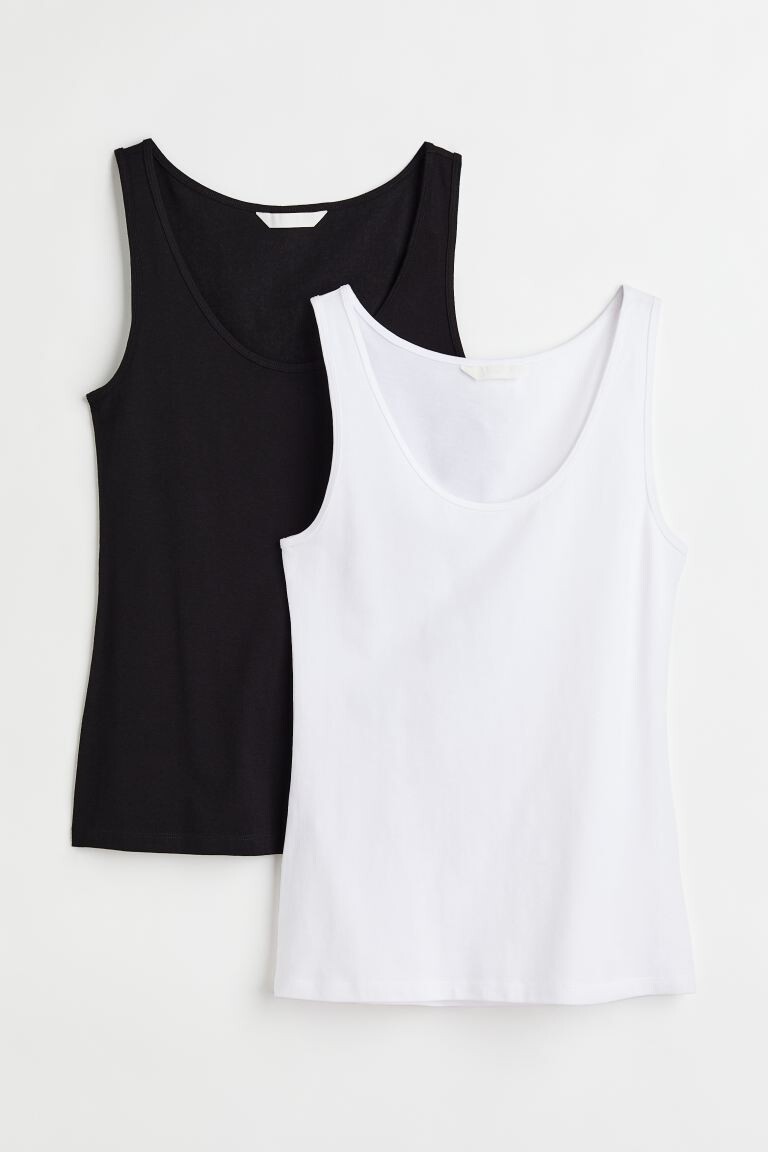 

2 пары хлопковых футболок H&M, черно-белый