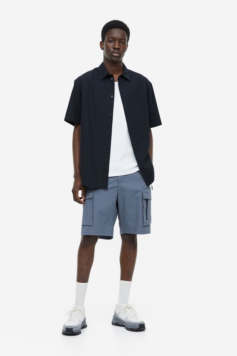 

Нейлоновые шорты карго свободного кроя H&M, темно-синий