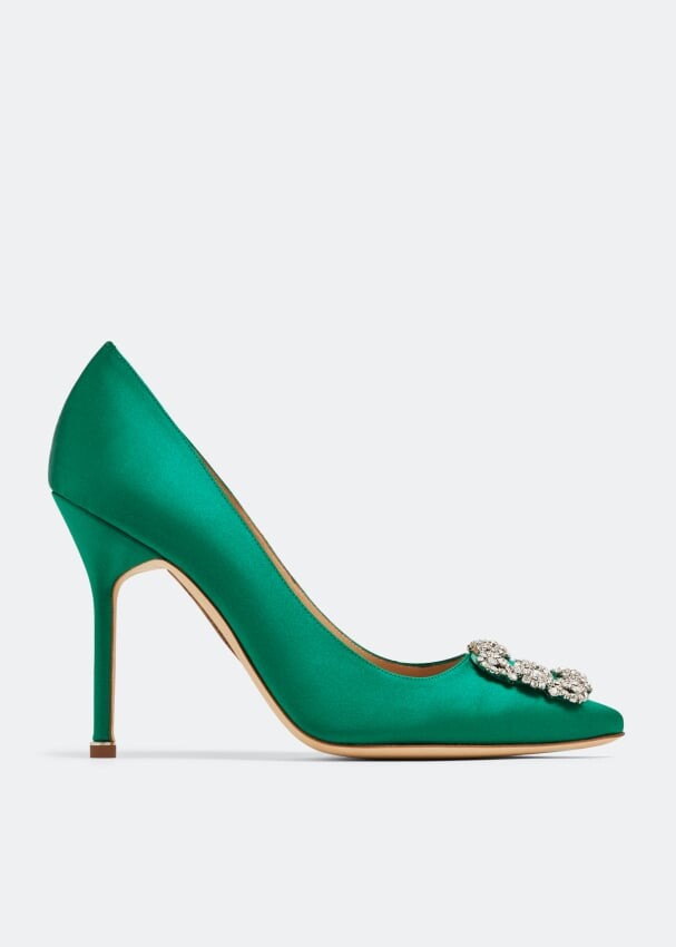 

Атласные туфли MANOLO BLAHNIK Hangisi satin pumps, зеленый