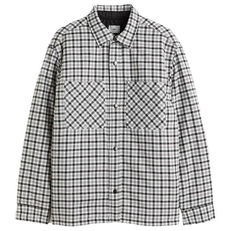 Рубашка H&M Padded, серый/белый
