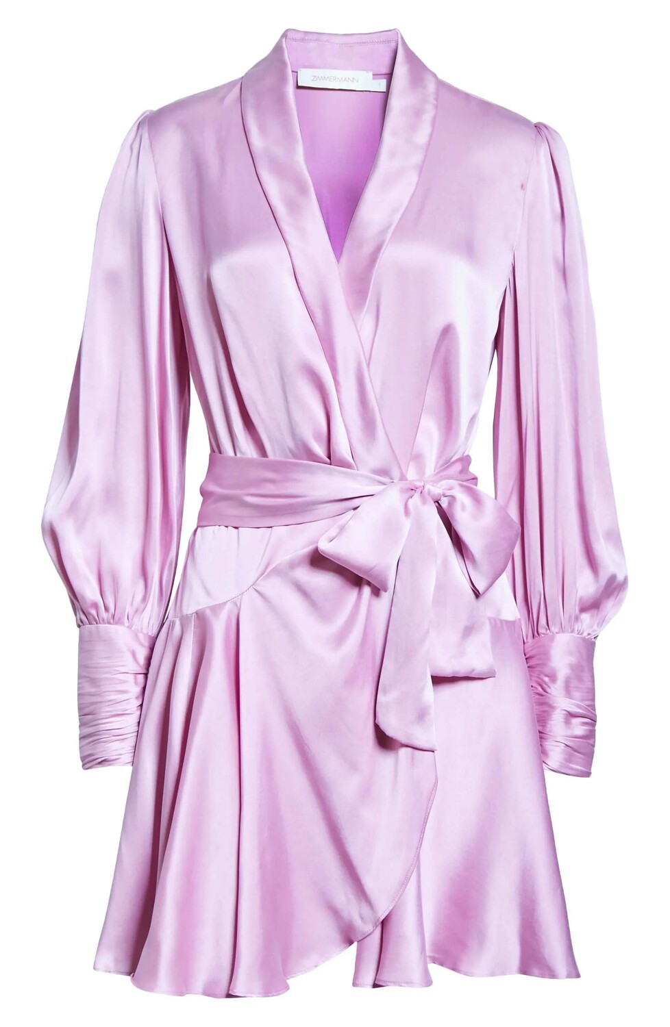 

Платье Zimmermann Balloon Sleeve Silk Wrap, мускус
