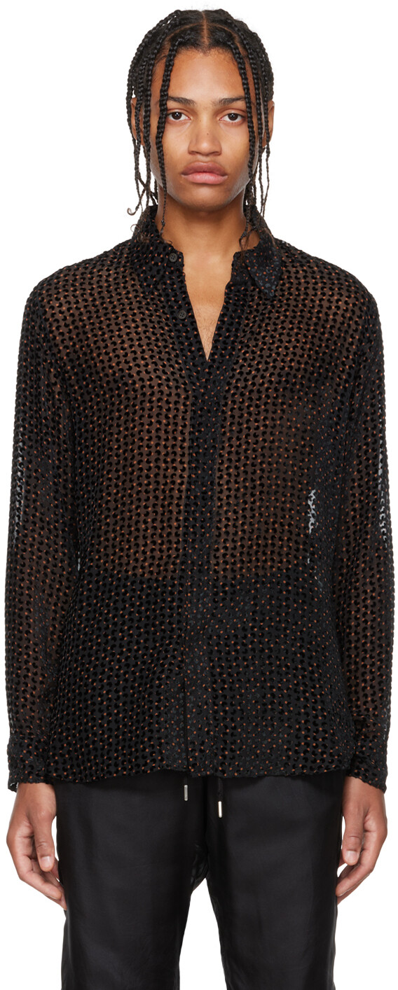 

Черная рубашка с короткими рукавами Dries Van Noten