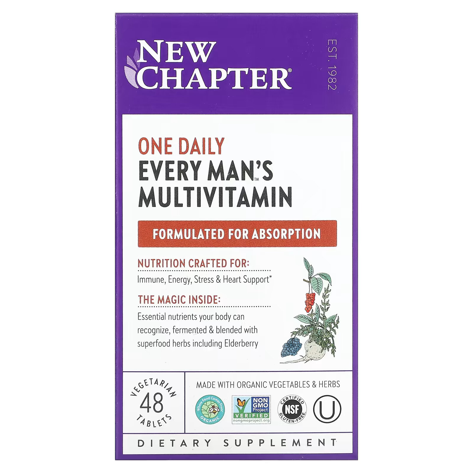 New Chapter, Every Man's, ежедневная мультивитаминная добавка для мужчин, 48 вегетарианских таблеток new chapter every man ежедневная мультивитаминная добавка для мужчин старше 40 лет 96 вегетарианских таблеток