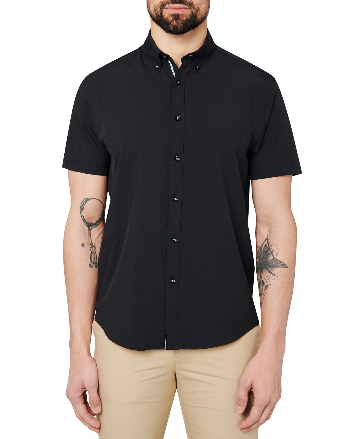 Мужская приталенная рубашка черного цвета на пуговицах Society of Threads, черный цена и фото