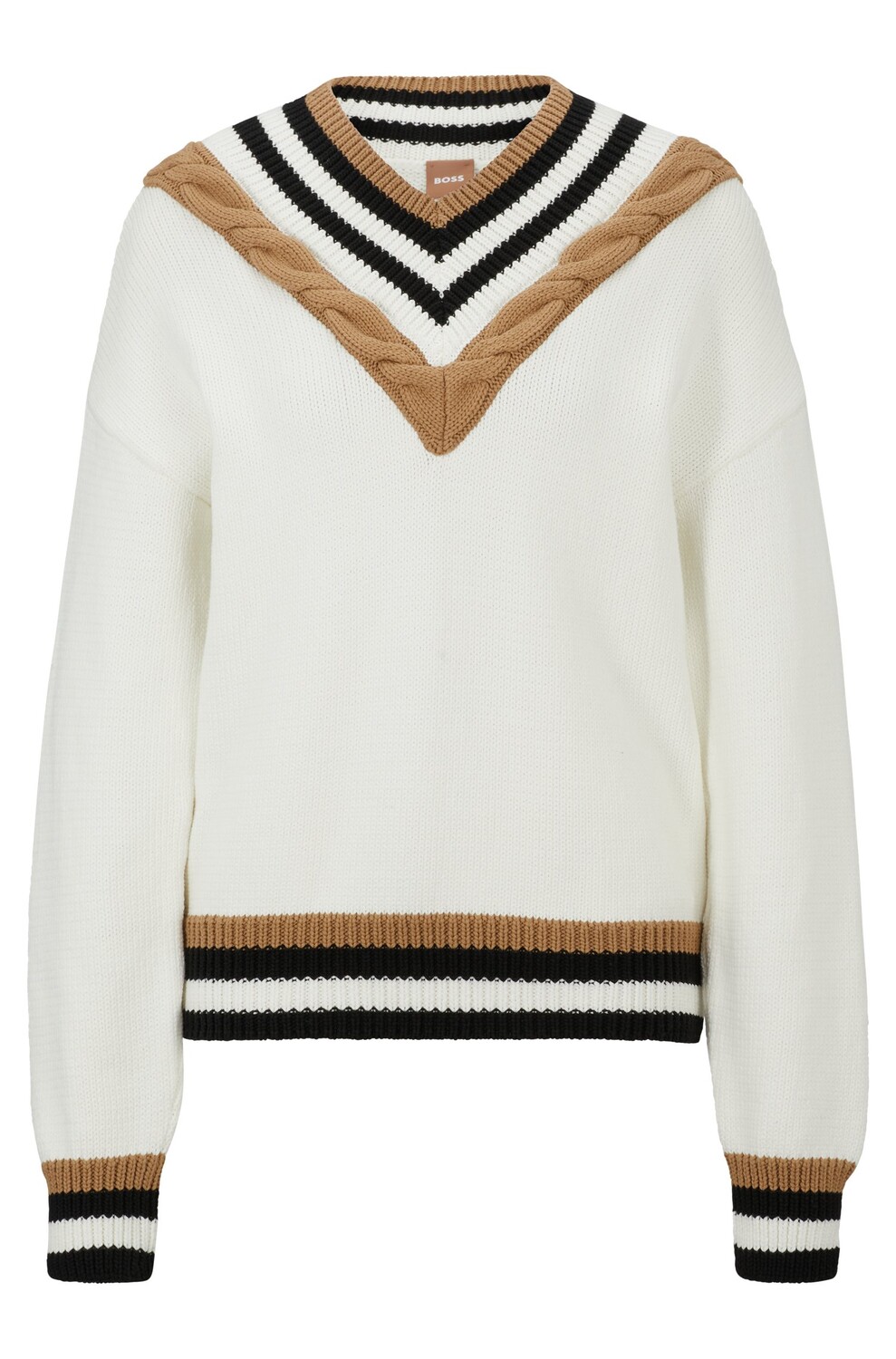 

Джемпер Hugo Boss Cotton-blend Relaxed-fit With Mixed Structures, белый