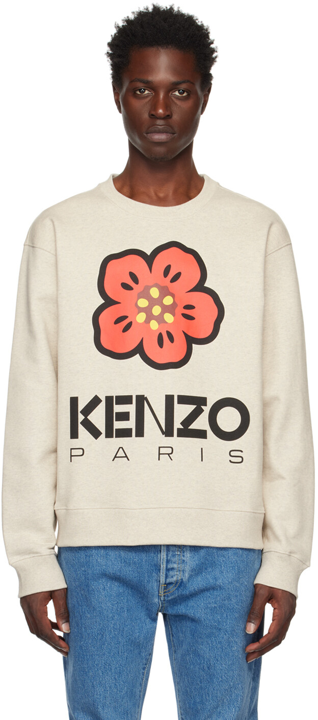 

Серый свитшот Kenzo Paris с цветочным принтом боке