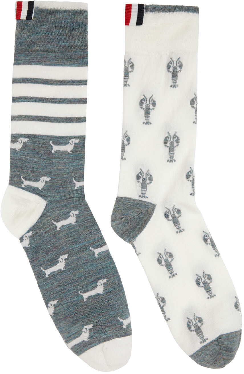 

Серо-белые носки Hector & Lobster с 4 полосками Thom Browne