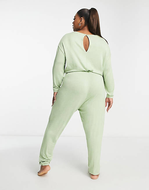 

Супермягкий комбинезон шалфейного цвета ASOS DESIGN Curve Lounge