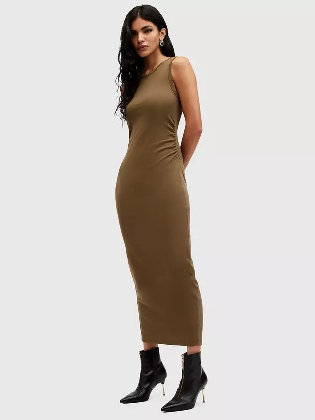 

Платье AllSaints Katarina Organic Cotton Sleeveless Maxi, цвет olive/green