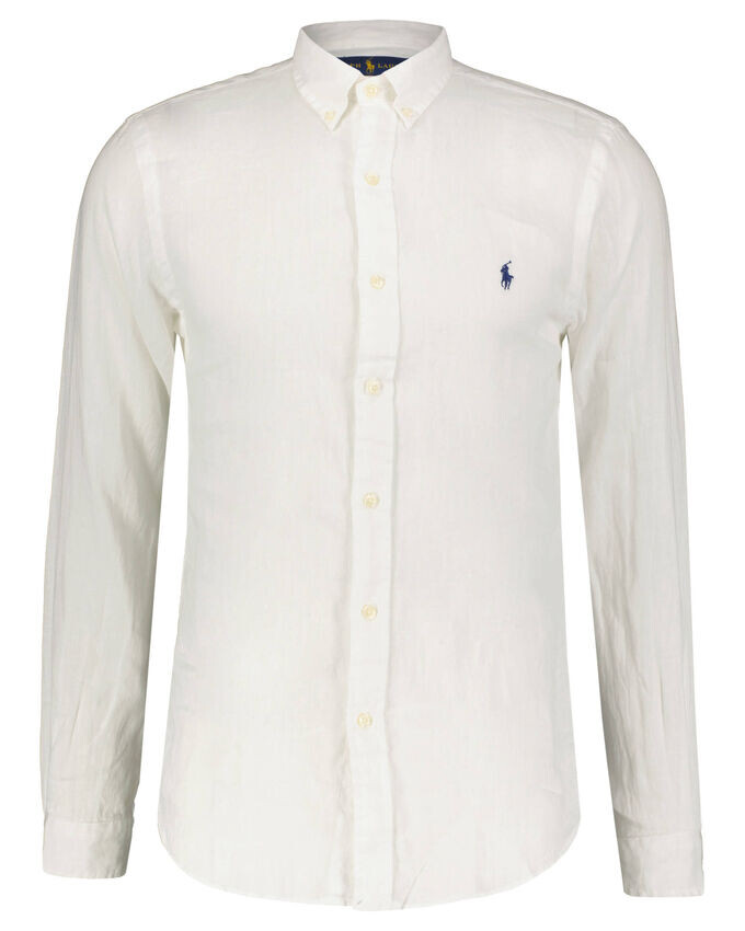 

Льняная рубашка узкого кроя с длинными рукавами Polo Ralph Lauren, белый