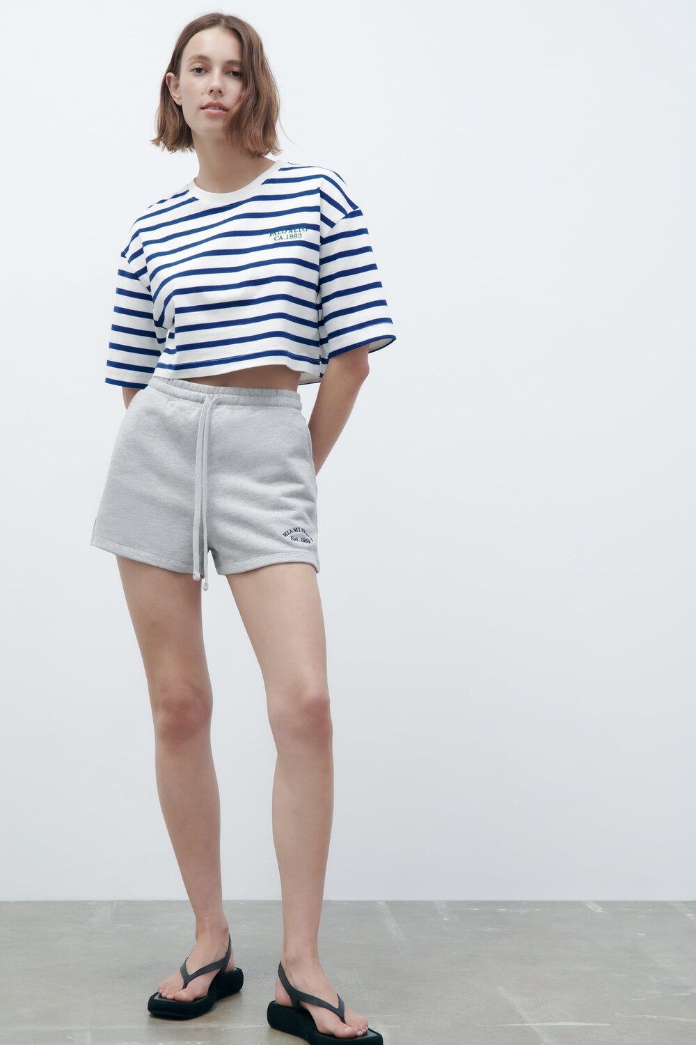 

Плюшевые шорты с логотипом ZARA, серый мергель