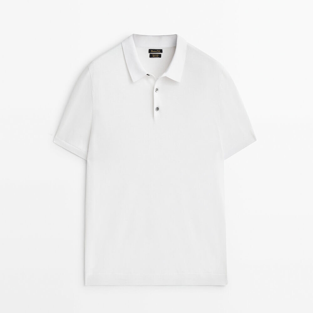 

Поло Massimo Dutti Short Sleeve Cotton Sweater, белый
