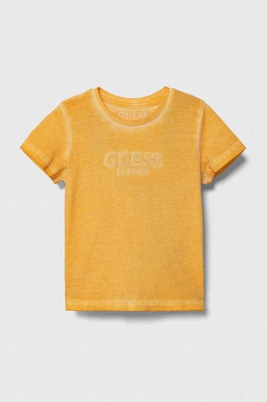 

Детская хлопковая футболка Guess, оранжевый