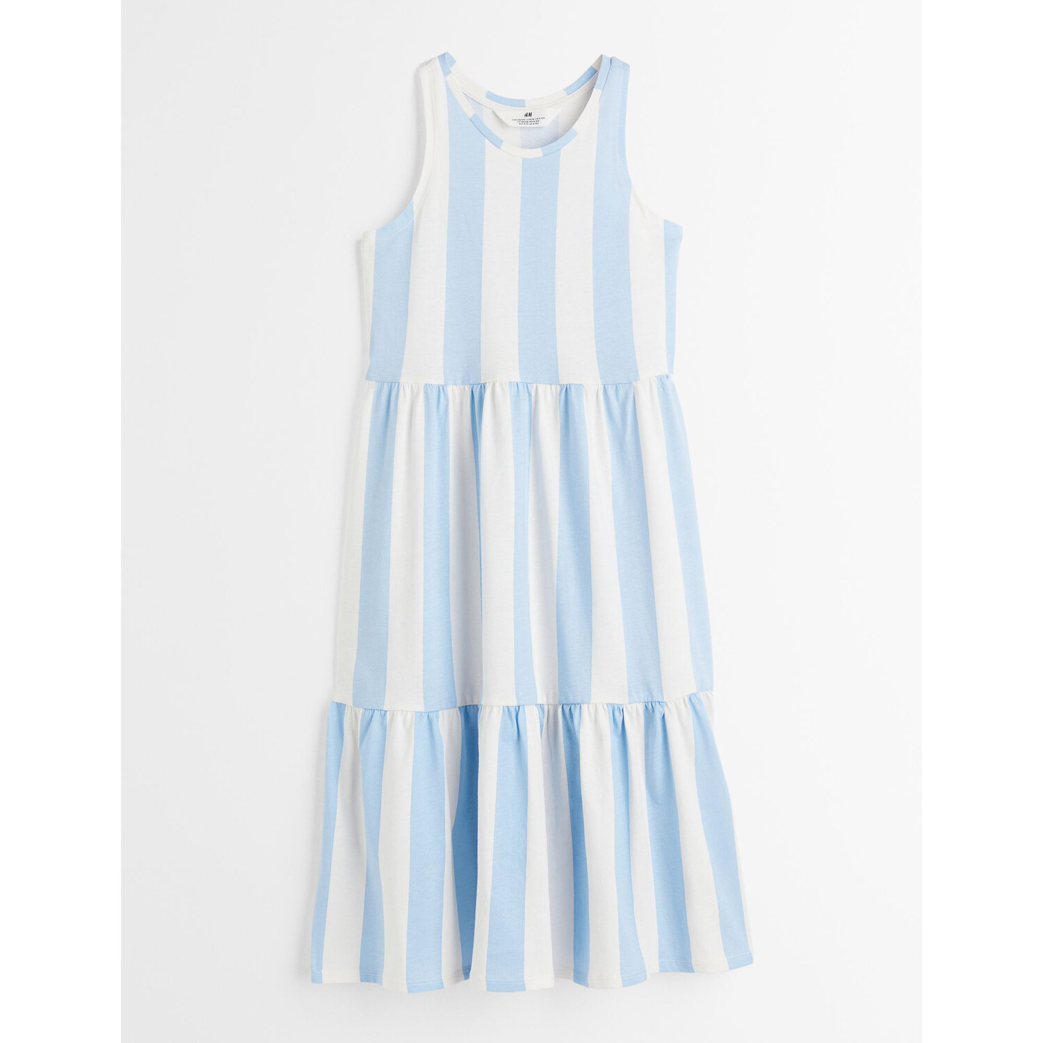 

Хлопковое платье H&M Striped, светло-голубой/белый