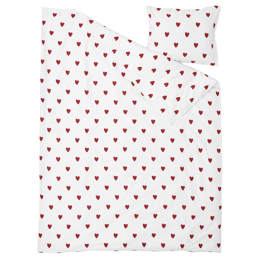 Комплект детского постельного белья Ikea Barndrom Heart Pattern, 2  предмета, 150x200/50x60 см, белый/красный – купить с доставкой из-за рубежа  через платформу «CDEK.Shopping»