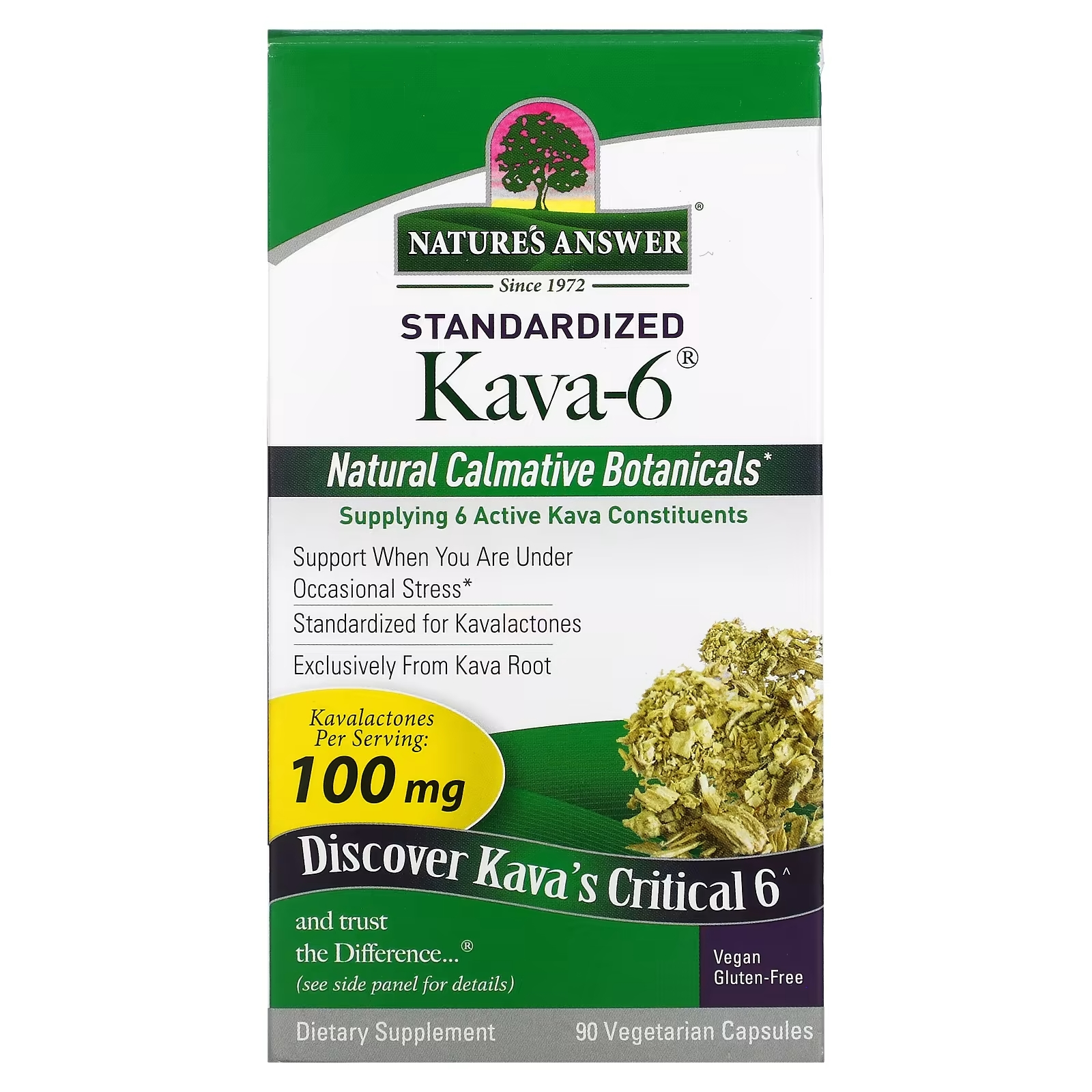 Натуральные Успокаивающие Растительные Компоненты Nature's Answer Kava-6, 90 капсул цена и фото