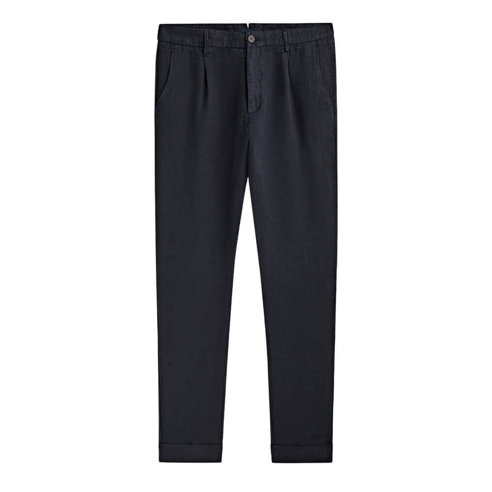 

Брюки Massimo Dutti Matching Dyed Linen, темно-синий