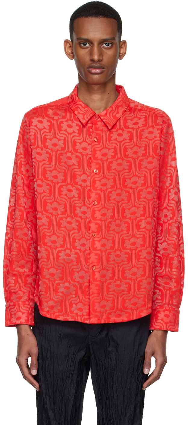 

Красная хлопковая рубашка Eckhaus Latta